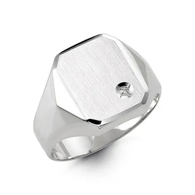 10kt Gold Bella Fierce Men's Diamond  Signet Ring