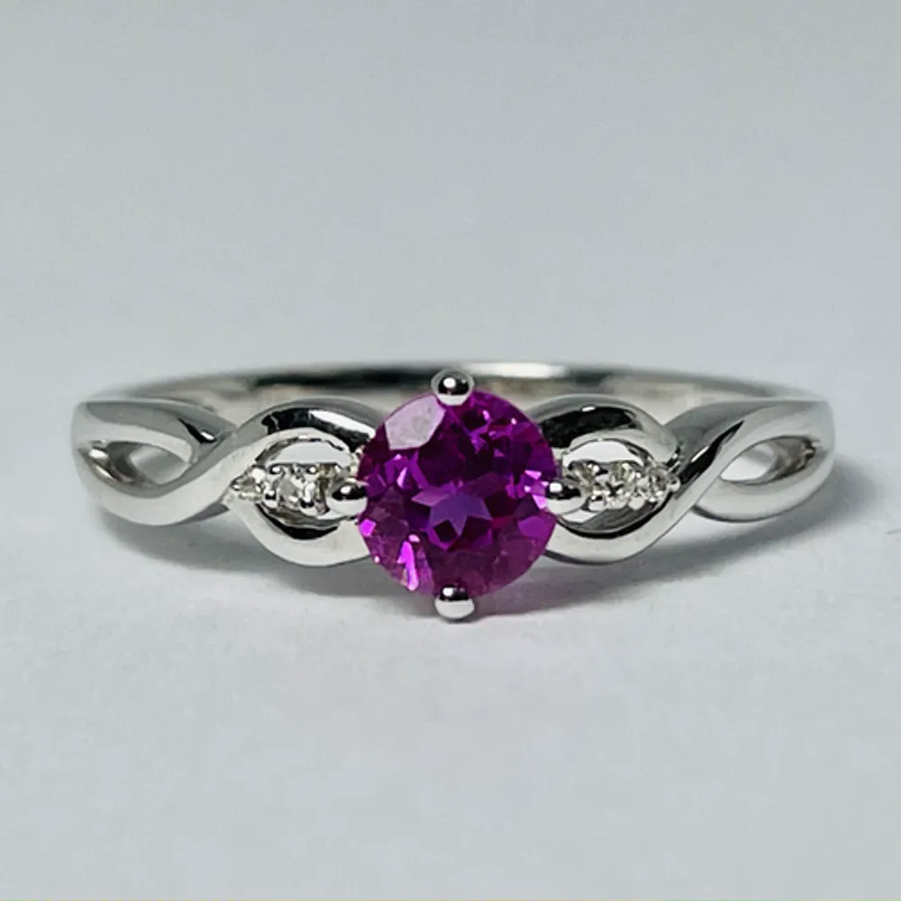 10kt White Gold Pink Topaz & Diamond Ring