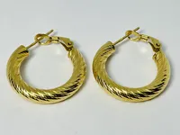 10kt Gold Diamond Cut Hoop Earrings