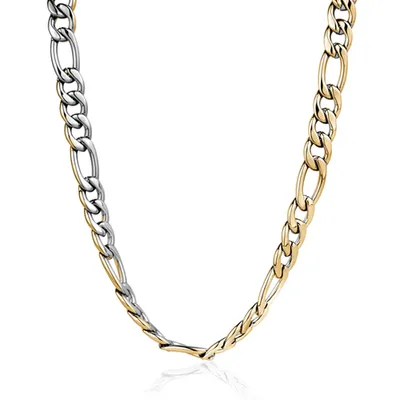 ITALGEM Gold Plated 2-Tone Stainless Steel 4.5mm Figaro Chain