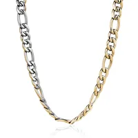 ITALGEM Gold Plated 2-Tone Stainless Steel 4.5mm Figaro Chain