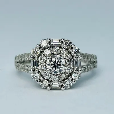 14kt White Gold 1.35ctw Diamond Engagement Ring Set