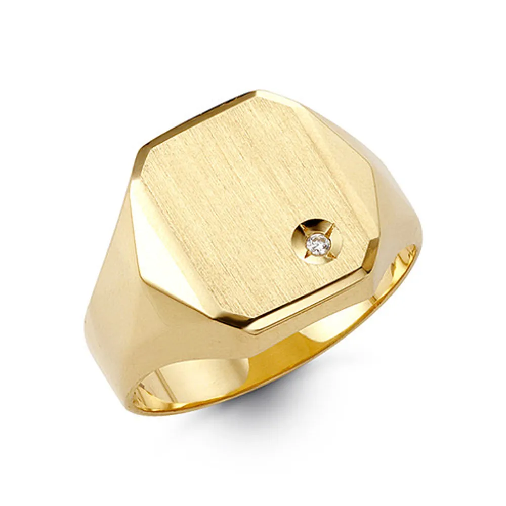 10kt Gold Bella Fierce Men's Diamond  Signet Ring