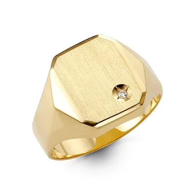 10kt Gold Bella Fierce Men's Diamond  Signet Ring