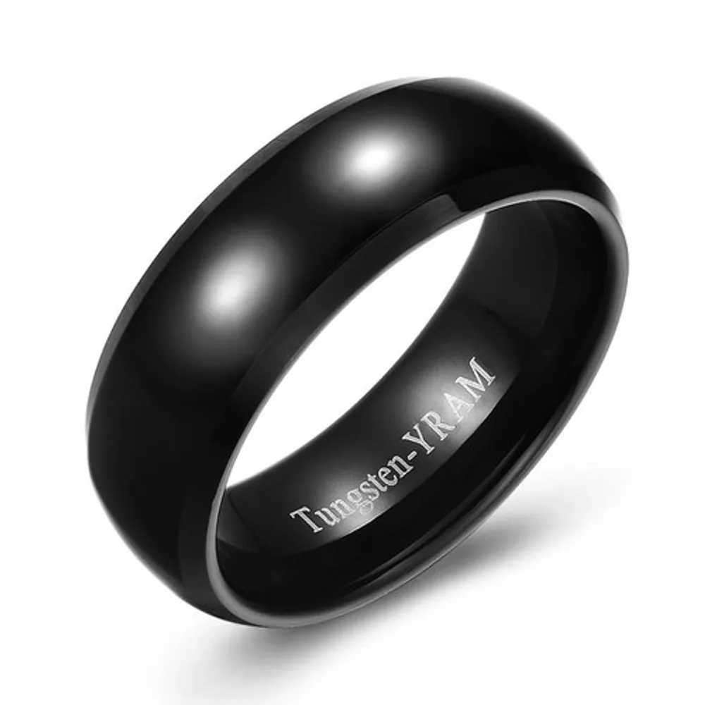 8mm Black tungsten band domed centre high polish