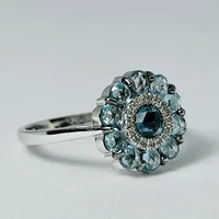 10kt White Gold Blue Topaz & Diamond Ring