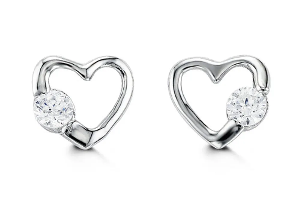 14kt Gold Baby Bella CZ Heart Studs