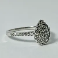 14kt White Gold Pear Shaped Cluster Diamond Engagement Ring