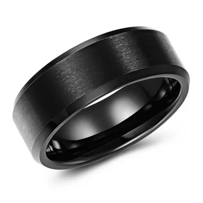 8mm wide black tungsten band with brushed finish