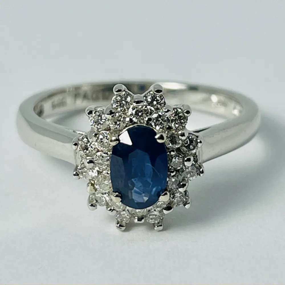 14kt White Gold Sapphire & Diamond Ring