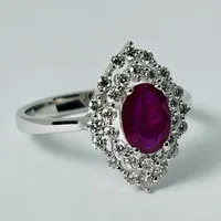 14kt White Gold Ruby & Diamond Ring