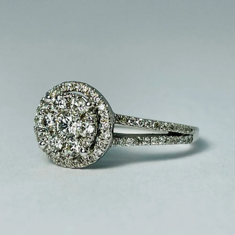 14kt White Gold Diamond Halo Engagement Ring