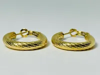 10kt Gold Diamond Cut Hoop Earrings
