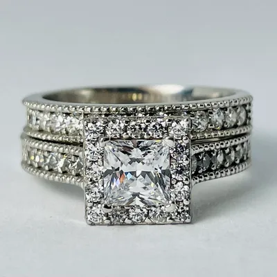 10kt Gold Princess-cut CZ Set