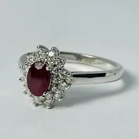 14kt White Gold Ruby & Diamond Ring