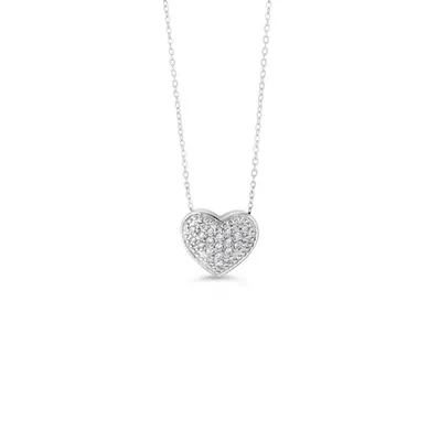 10K WG 0.10CT Diamond Pave Heart Pendant with Chain