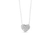 10K WG 0.10CT Diamond Pave Heart Pendant with Chain