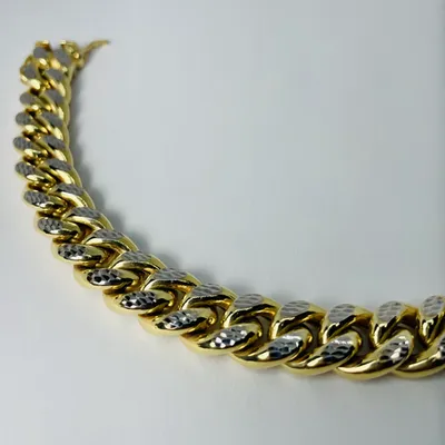 10kt Gold Miami Bracelet, Two-Tone Gold