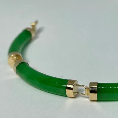 14k Yellow Gold Jade Bar Bracelet