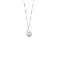 10K WG 0.07CT Diamond Open Loop Pendant with Chain