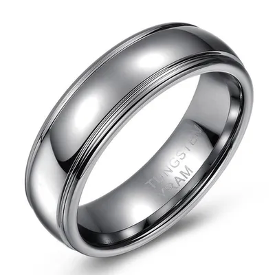 7mm Tungsten domed band high polish with edges