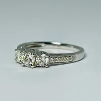 14kt White Gold 1.00ctw Past, Present, Future, Diamond Ring Set