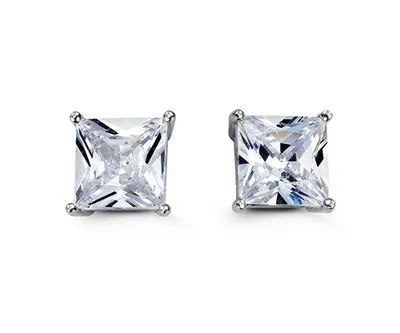 Sterling Silver Square CZ Studs 9mm