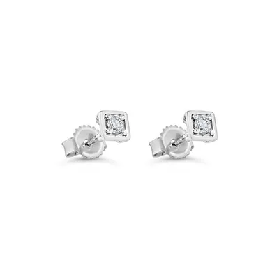 10K YG 0.10CT Diamond Square Stud Earrings