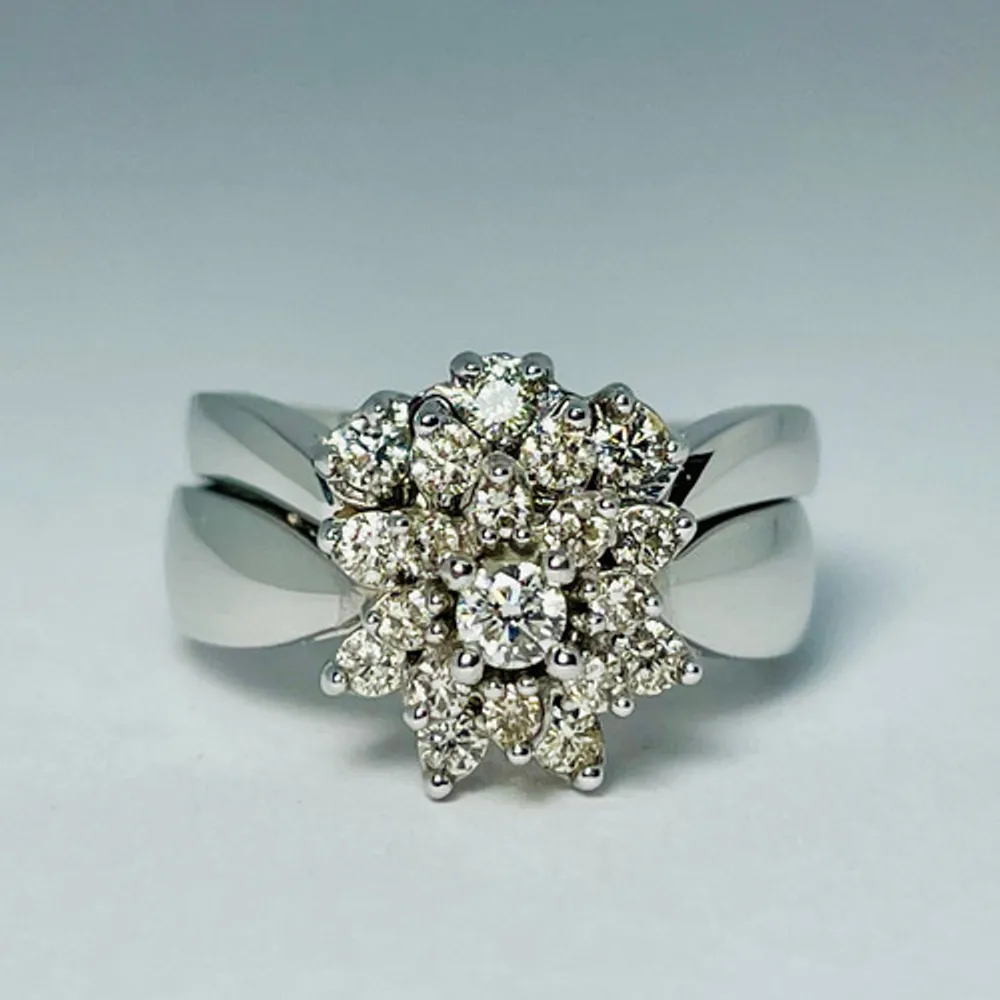 10kt Gold Diamond Cluster Ring Set