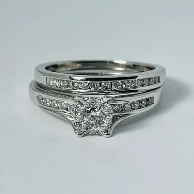 14kt White Gold 1.00ctw Diamond Engagement Set