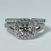 14kt White Gold Diamond Engagement Ring Set