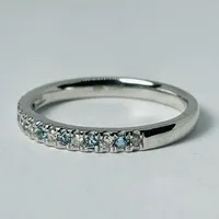 10kt White Gold Aquamarine & Diamond Band