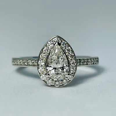 14kt White Gold Pear Shape Diamond Engagement Ring