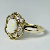 10kt Gold Opal & Diamond Ring