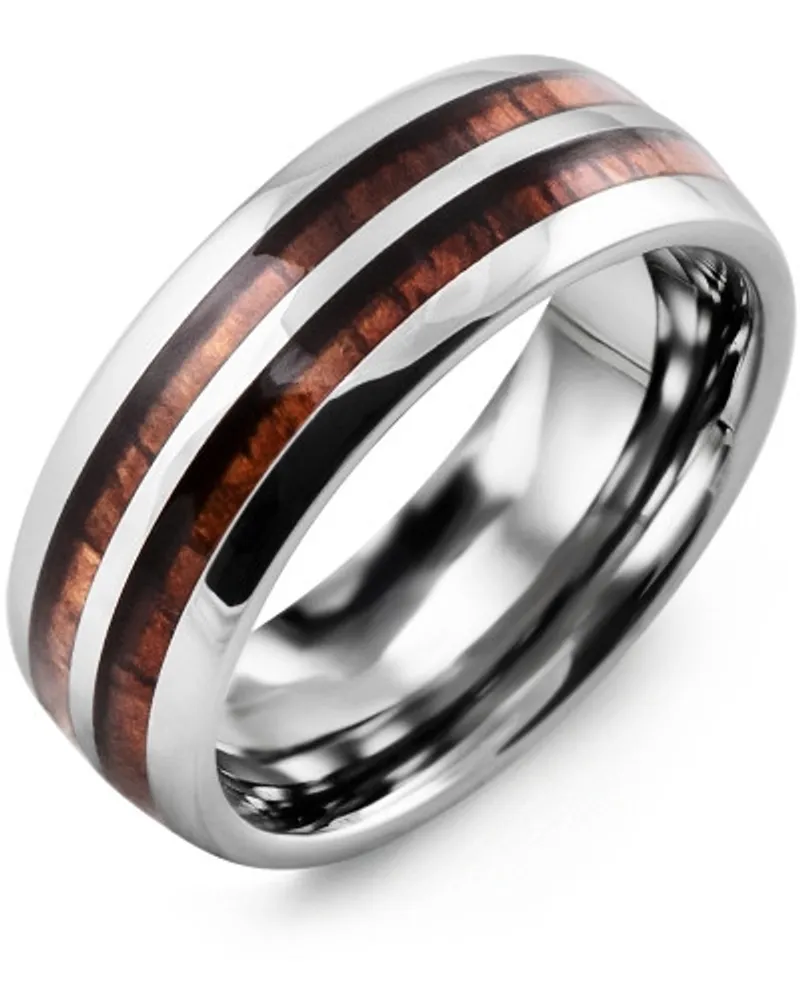 Men's Double Koa Wood Tungsten Wedding Band