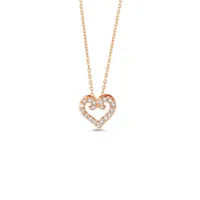 10K YG 0.10CT Diamond Love Heart Pendant with Chain