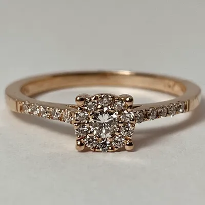 14kt Rose Gold Diamond Halo Engagement Ring