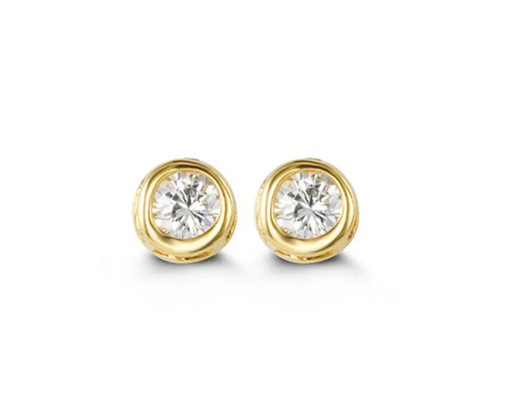 14kt Gold Baby Bella Bezel CZ Stud Earrings