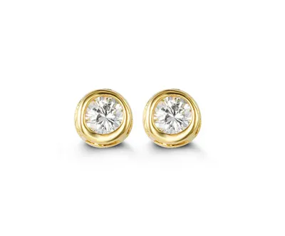 14kt Gold Baby Bella Bezel CZ Stud Earrings