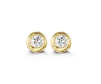 14kt Gold Baby Bella Bezel CZ Stud Earrings