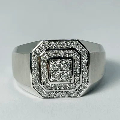 10kt White Gold Diamond Signet Ring, 0.50ctw