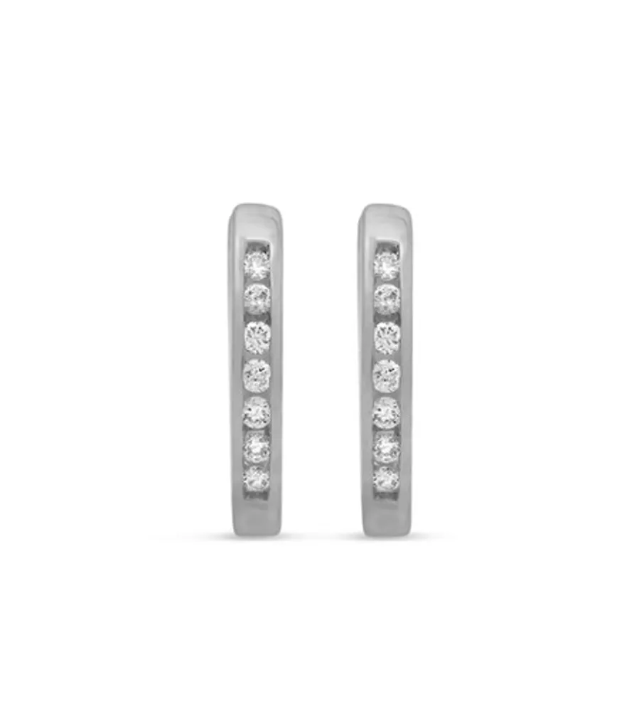 10K WG 0.10CT Diamond Channel Huggie Earrings