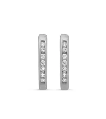 10K WG 0.10CT Diamond Channel Huggie Earrings