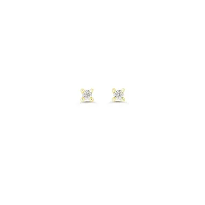 14K WG 0.12CT Diamond Girl 4-Claw Studs