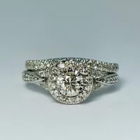 14kt White Gold 1.00ctw Diamond Engagement Ring Set