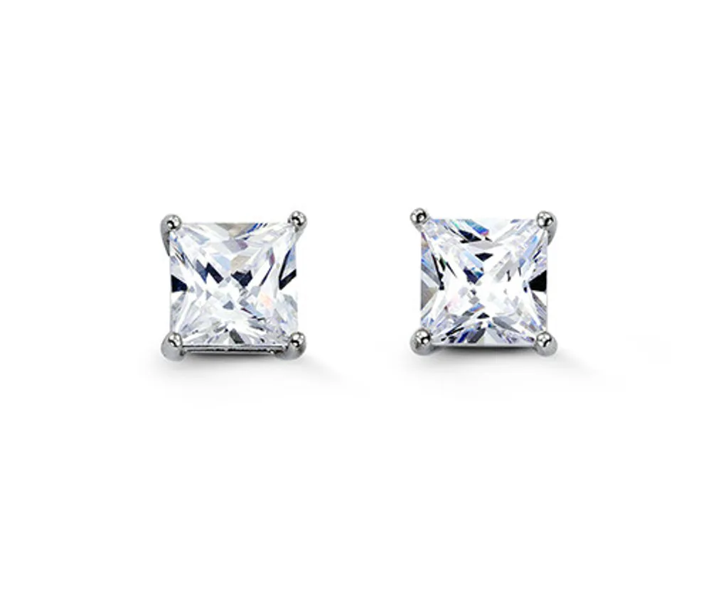 Sterling Silver Square CZ Studs 7mm