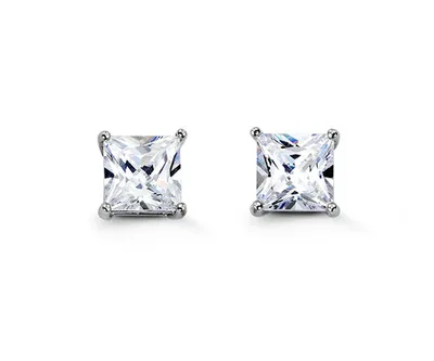 Sterling Silver Square CZ Studs 7mm