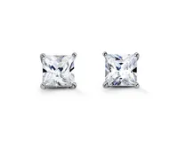 Sterling Silver Square CZ Studs 7mm