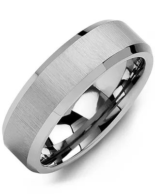 Men's Brush & Beveled Tungsten Wedding Ring