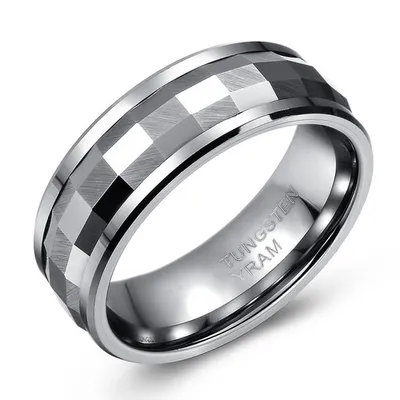 8mm Tungsten band with spinning diamond cut facets